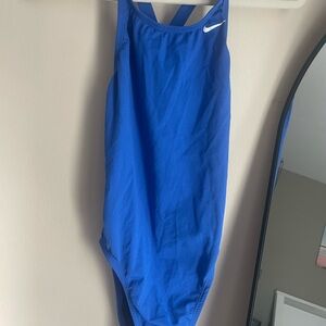 Nike Bright Blue Athletic Racer Back One-Piece Swimsuit
